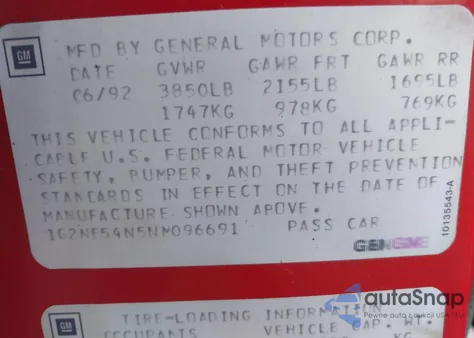 1992 Pontiac Grand Am Se from USA, damaged, VIN 1G2NE54N5NM096691